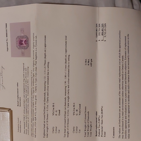 **Sold on FB**18k white gold ring with 1.14ct Pink Sapphire - Picture 3 of 6